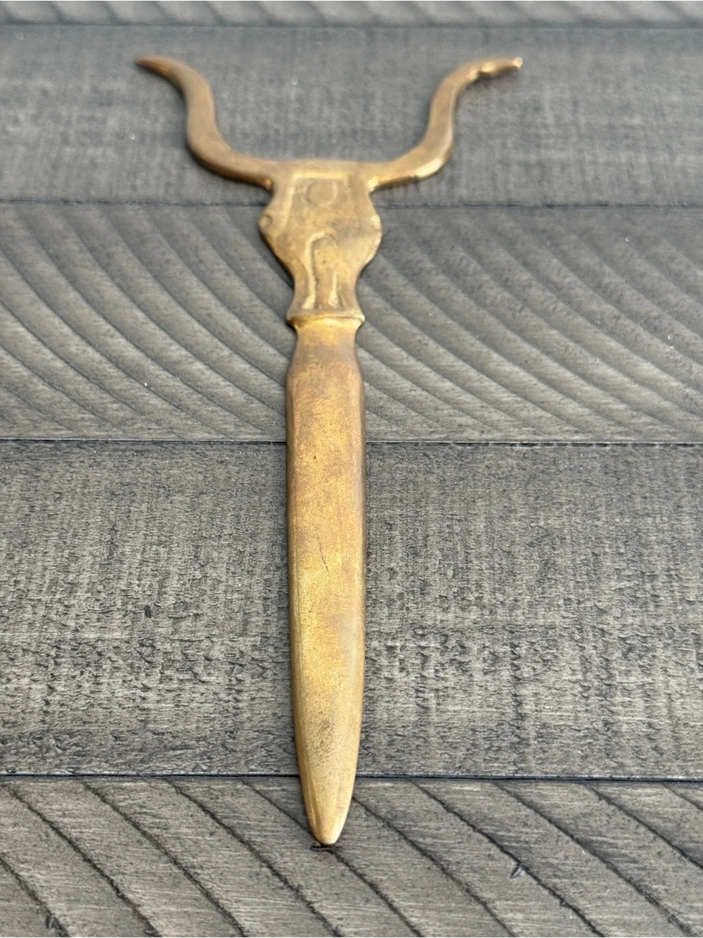 Vintage Texas Longhorn Steer Brass Vintage Letter Opener